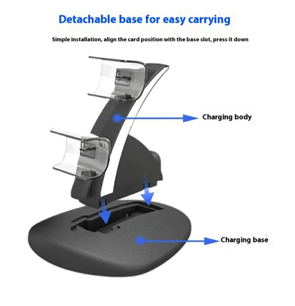 Station de recharge chargeur manette PS5 IPLAY HBP-253 avec USB-C et indicateur LED – Image 3